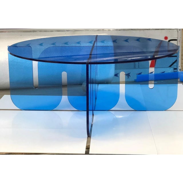 Blue Wave Lucite Table For Sale - Image 4 of 4