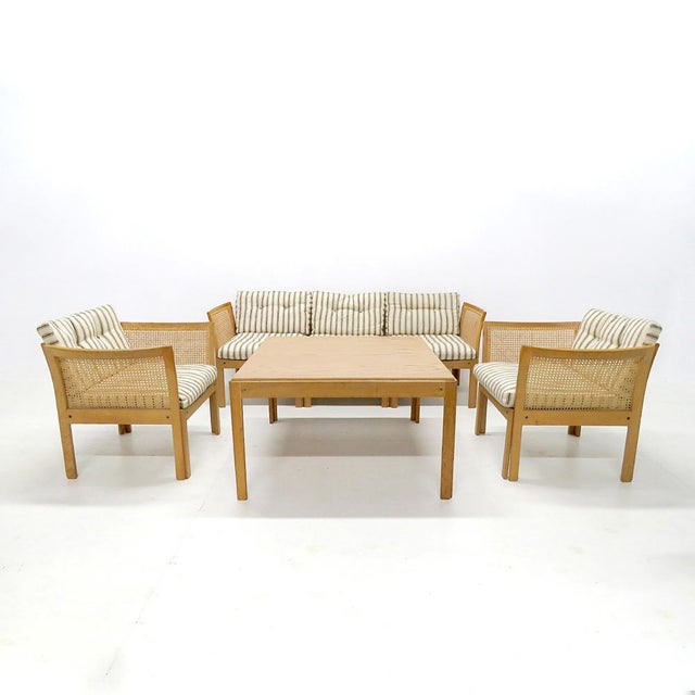 Wonderful living room set designed by Illum Wikkelsø for C.F. Christensen, Silkeborg, in Denmark, 1960, consisting of two...