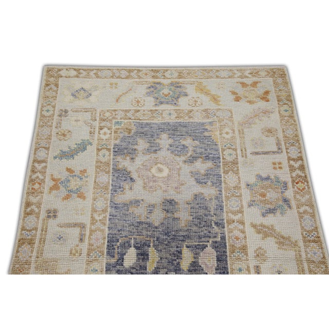 Gray Multicolor Handwoven Turkish Oushak Rug 2'11" X 4'8" For Sale - Image 4 of 6