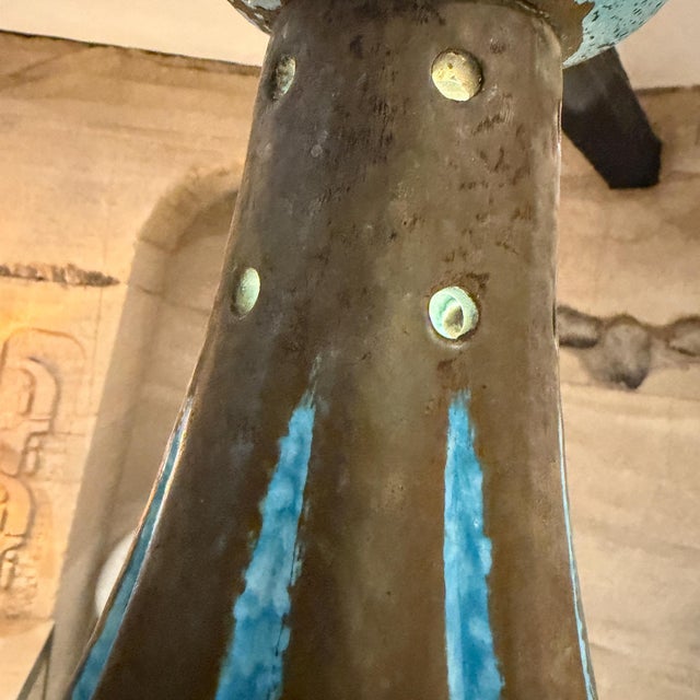 Italian Striped Ceramic Pendant Chandeliers Rimini Blue Bitossi Era For Sale In San Diego - Image 6 of 18