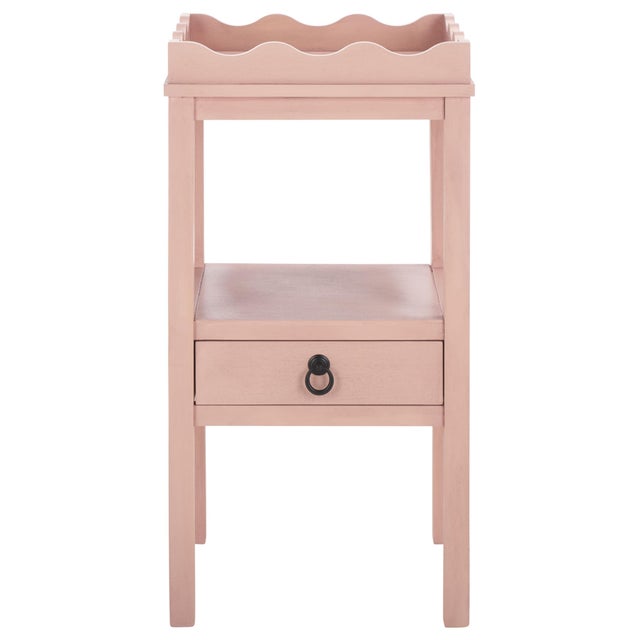 Darlyn Scalloped 1 Drawer Accent Table in Pink For Sale - Image 10 of 10