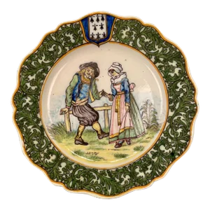 19th Century French Porquier Beau Quimper Plate