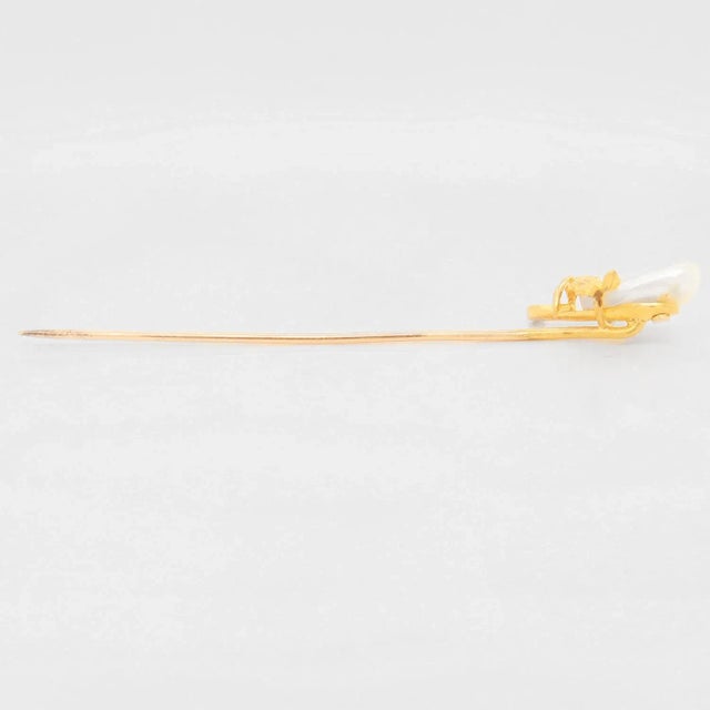 Vintage 14k Gold & Blister Pearl Gourd or Eggplant Stickpin For Sale - Image 10 of 12