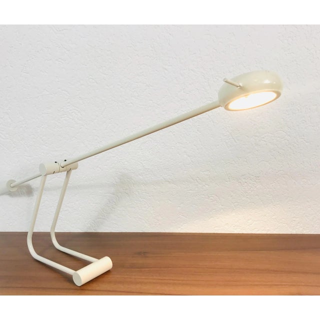 1980s Italian Adjustable White Metal Table Lamp For Sale - Image 9 of 10
