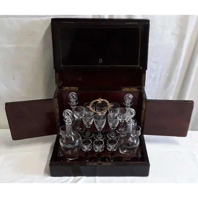 Antique Bar Box in Cherrywood with Brass Insert For Sale - Image 5 of 9