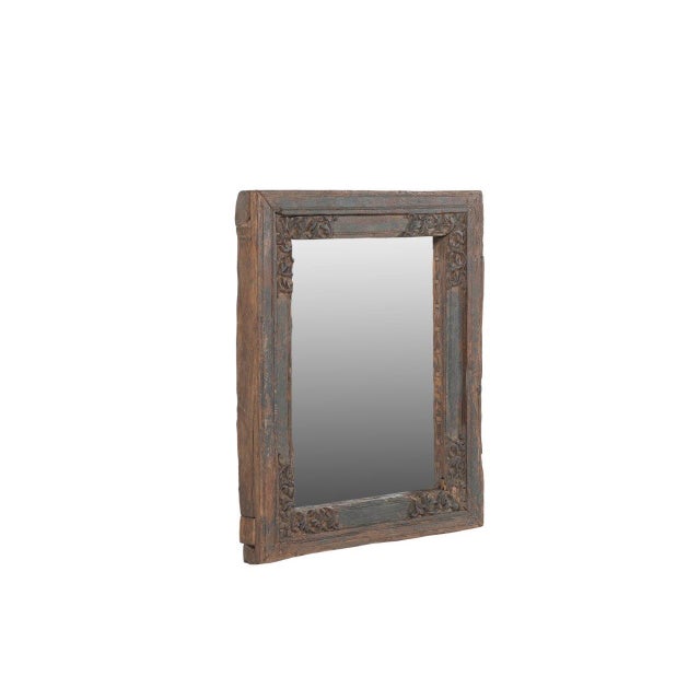 Indian Antique Indian Carved and Painted Teakwood Frame – Mirror For Sale - Image 3 of 4