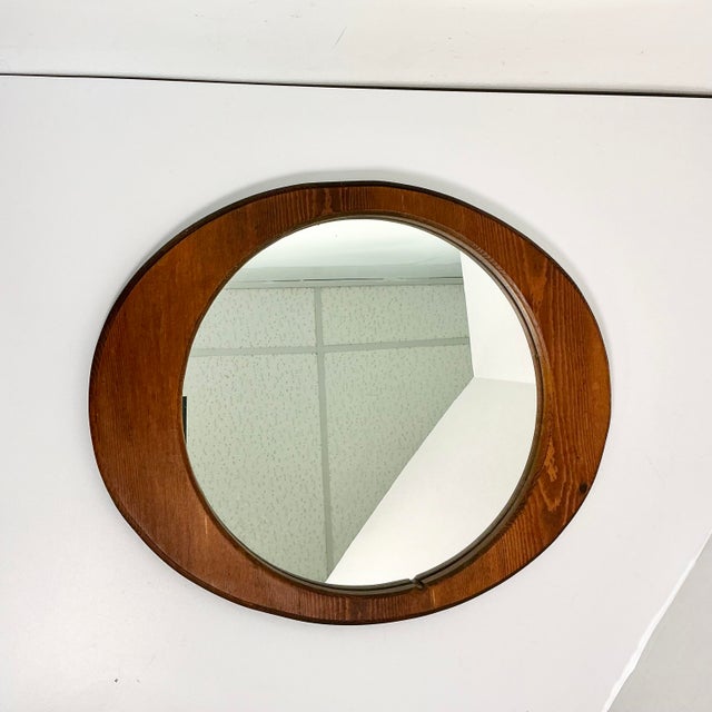 Mid-Century Boho Chic Folk Art Biomorphic Oval Pine Wall Mirror For Sale - Image 11 of 15