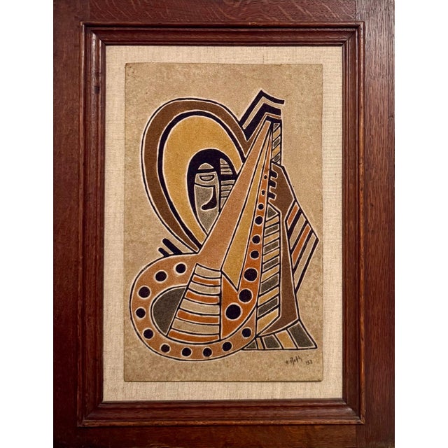 Alfred Reth (1884-1966) Mixed media composition on panel Gritty, sand like texture Hand signed and dated 1952 in lower...