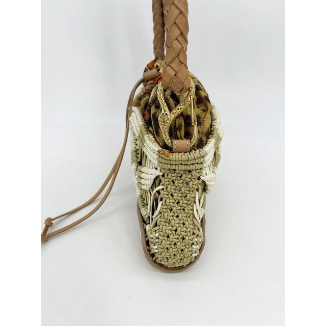 Vintage Roberto Cavalli Macrame Silk Drawstring Baguette For Sale - Image 4 of 9