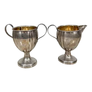 1940s M Fred Hirsch Mfh Elegant Sterling Silver Sugar Creamer Set