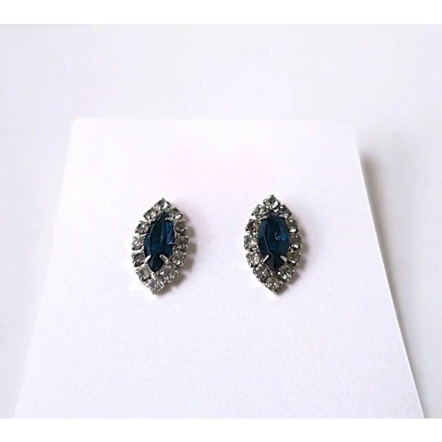 Late 20th Century Marquise Rhinestone Earrings, Pierced, Pair, Circa Late-20th Century For Sale - Image 5 of 8