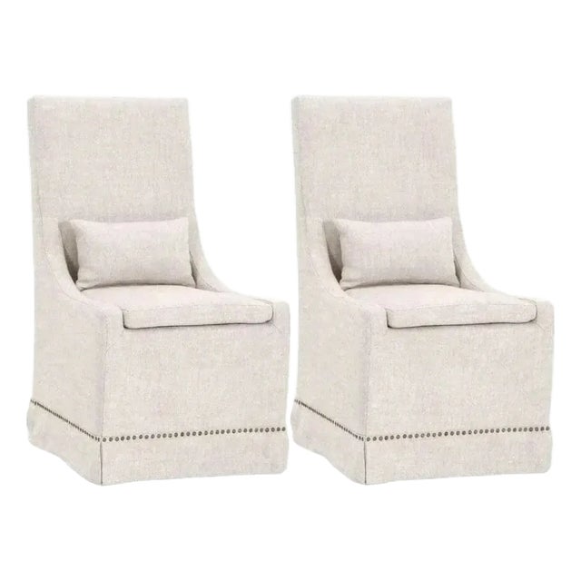 Colleen Bisque French Linen Dining Chair Set of 2 by Essential for Living For Sale