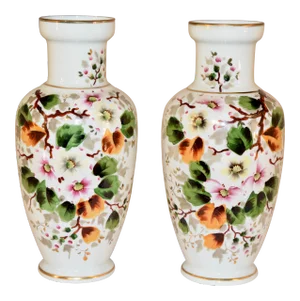 Pair of Late 19th C Opaline Glass Vases