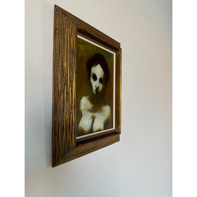 Vintage Portrait Oil portrait Painting of a nude women by listed NJ, artist STEVE BAGNELL. Titled " Nude" C,1968. Signed....