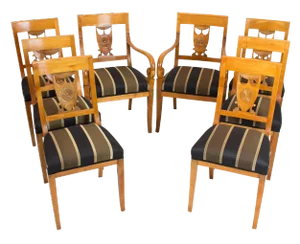 Early-19th Century Empire Cherry Seating Group, Set of 8