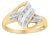 10K Yellow and White Gold 1/15 Cttw Round-Cut Diamond Bypass Ring (I2 Color, I-J Clarity) - Size 7 For Sale