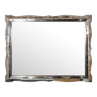 Beveled surround antique gold vein mirror For Sale