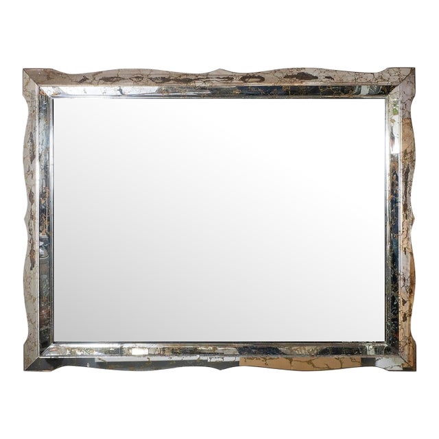 Beveled surround antique gold vein mirror For Sale