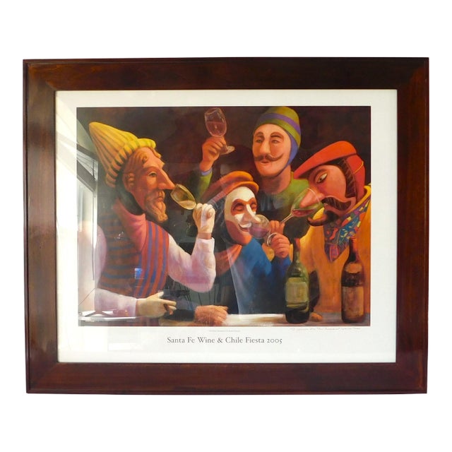 2005 Susan Contreras Signed Lithograph Sante Fe Wine & Chile Festival Framed Wall Art For Sale