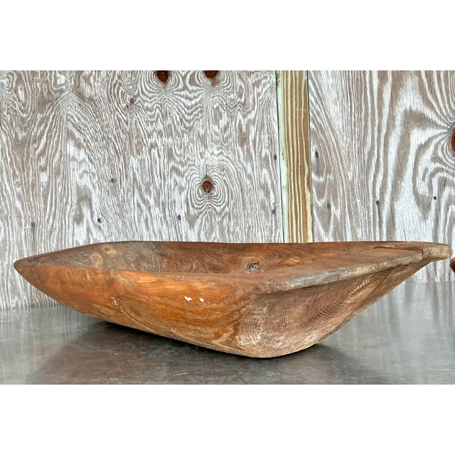 Vintage Boho Hand Carved Dough Bowl For Sale - Image 12 of 12