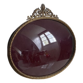 Louis XVI Style Brass Photo Frame with Convex Glass, 19th Century For Sale