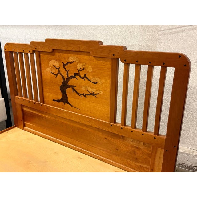 Queen Size Handcrafted Bonsai Tree Cherry Wood Bed Frame For Sale - Image 4 of 12