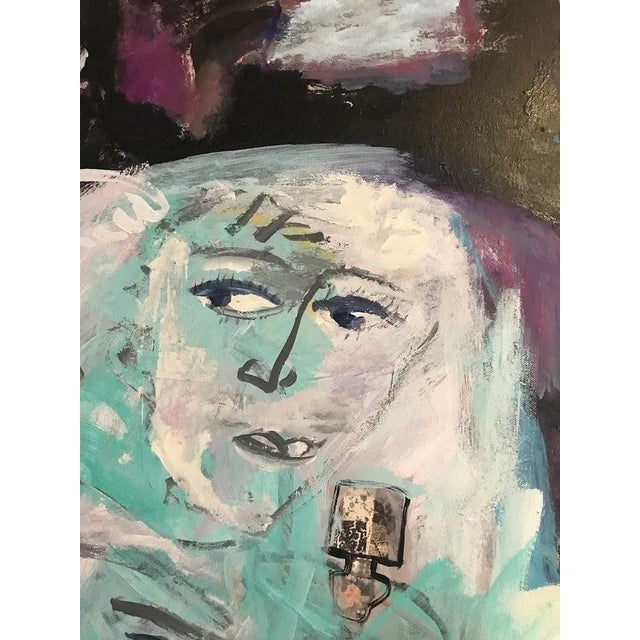Original Naive Figurative Abstract Acrylic Painting, "Listening" For Sale - Image 11 of 11