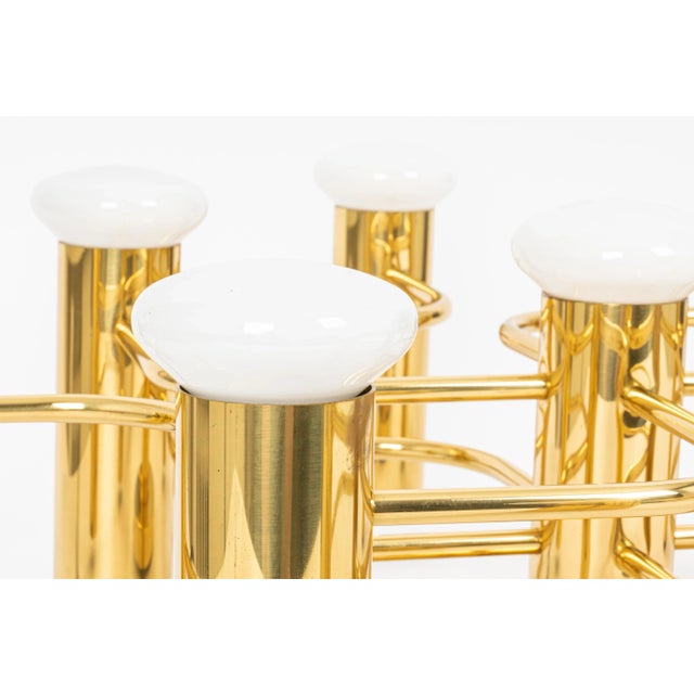 German Chrome and Brass Flush Mount Leola Sciolari Light Fixture, 1970s