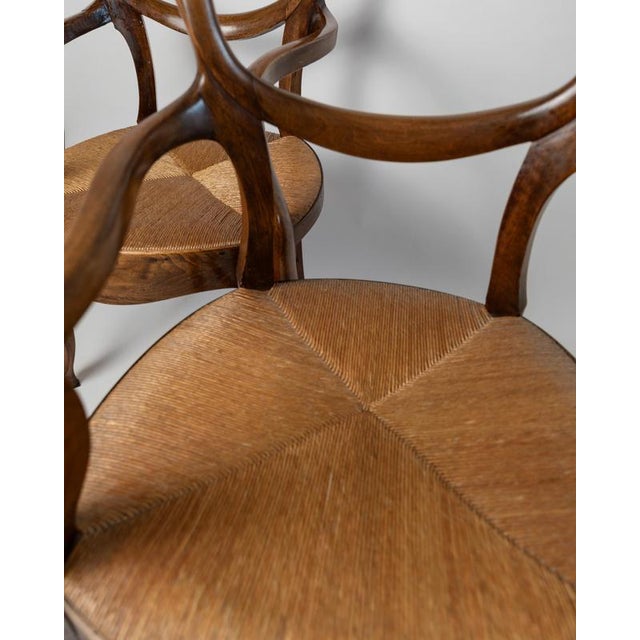 Vintage Louis Philippe Armchairs in Cherry Wood, Set of 2 For Sale - Image 6 of 15