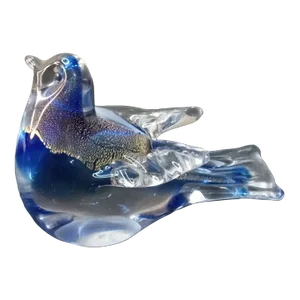 1980s New Herco Art Glass Aventurine Bird Figurine