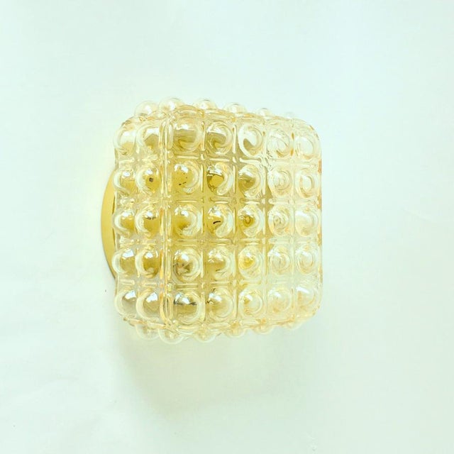 Mid-Century Modern Mid-Century Modern Amber Bubble Glass Wall Lights attributed to Helena Tynell for Limburg, 1970s For Sale - Image 3 of 10