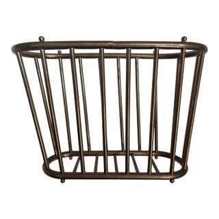 1970s Vintage Hollywood Regency Brass Italian Footed Magazine-Book Rack For Sale