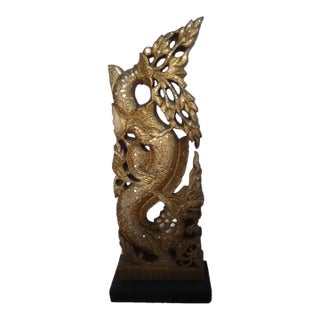 Large Mid 20th Century Sculptural Thai Naga on Base For Sale