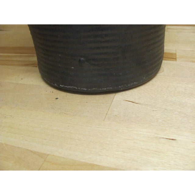Zanesville Pottery Model #4012 Matte Black Ribbed Cylinder Vase 1940s For Sale - Image 4 of 8