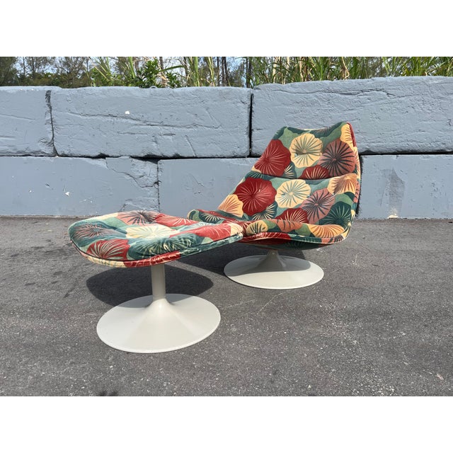 Burgundy Mid Century F588 Lounge Chair With Ottoman by Geoffrey Harcourt Artifort, 1970s For Sale - Image 8 of 16