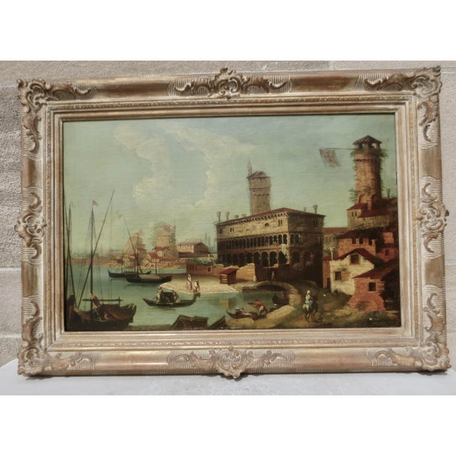 Cerulean Oil on Canvas Pair of Italian Idyll Scenes Circa 50s - A Pair of 2 For Sale - Image 8 of 16