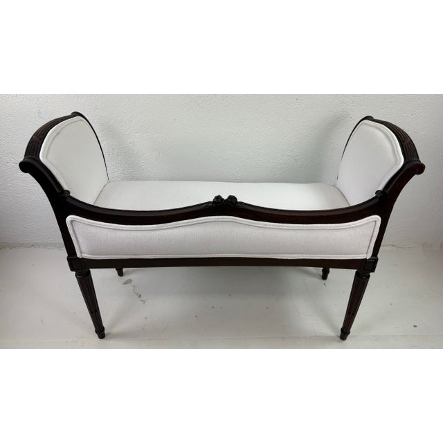 White Early 20th Century French Country Newly Upholstered Bench For Sale - Image 8 of 11