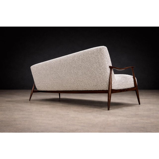 Sofa in Rosewood and Ivory Bouclé by Giuseppe Scapinelli, Brazil, 1950s - Lot 449B For Sale - Image 12 of 15