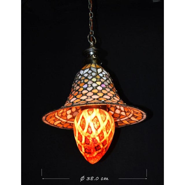 Art Deco Tiffany Style Stained Glass Acorn Pendant Light, 1940s For Sale - Image 13 of 18