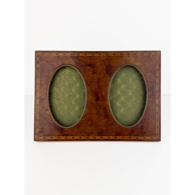 19th Century Antique French Napoleon III Burl Wood Double Photo Frame For Sale - Image 11 of 11