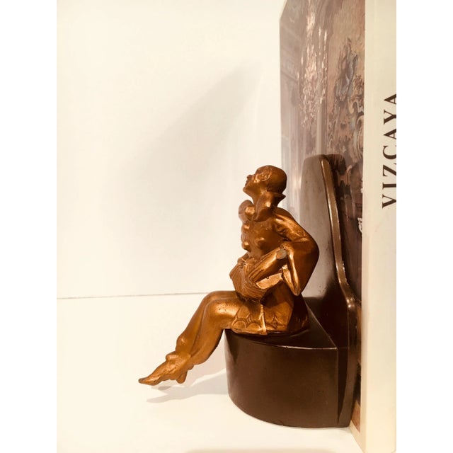 Art Deco Gold Jester Bookend on Black Base For Sale In Los Angeles - Image 6 of 8
