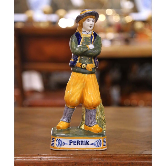 19th Century French Quimper Faience Perrik and Anaik Breton Figures For Sale - Image 9 of 14