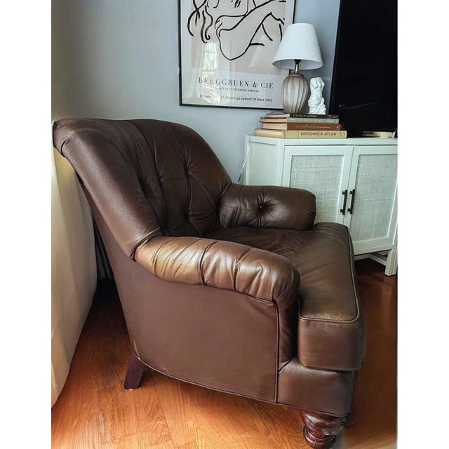Coffee Some Chairs Fill a Space. A Vintage Classic Leather Chair & Ottoman Command It. For Sale - Image 8 of 12