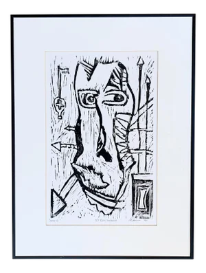 Vintage Abstract Woodcut Print