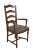 French Country Mid 20th Century Vintage Oak Country French Farmhouse Ladder Back Upholstered Dining Arm Chairs - Set of 4 For Sale - Image 3 of 12