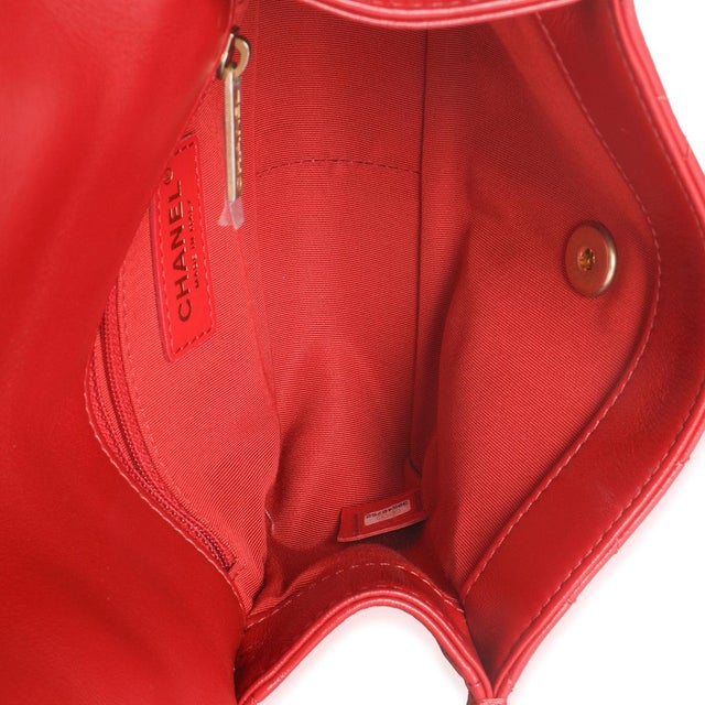 Red Quilted Puffy Calfskin Small Twist Your Buttons Flap Bag For Sale - Image 9 of 10