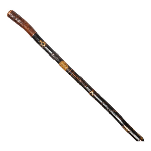 American Carved Folk Art Masonic Walking Stick Cane For Sale