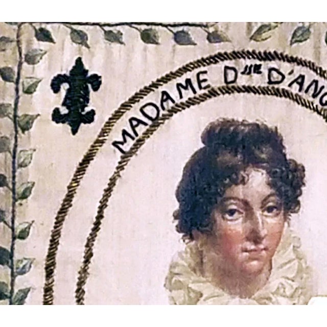 French Royal Silkwork Portrait of Marie Thérèse of France, Duchesse D’Angoulême, Daughter of Marie Antoinette France, Circa 1814–1824 For Sale - Image 4 of 7