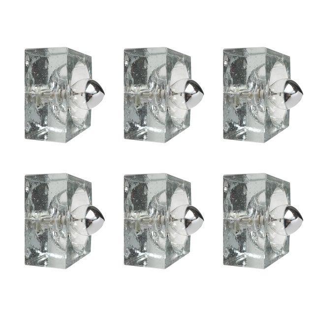 Vintage German Space Age Type 310 Glass Wall Lamps by Ludwig Beilharz for MZ Müller & Zimmer Leuchten, 1970s, Set of 6 For Sale