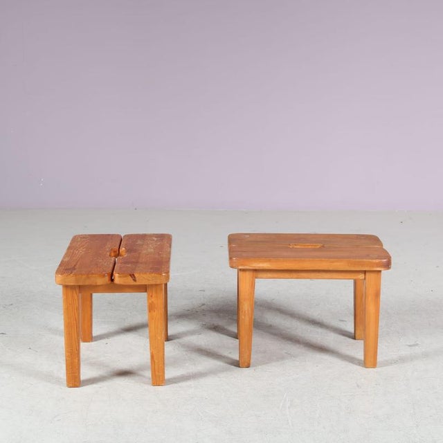 Wood Pine Stools, Sweden, 1940s, Set of 2 For Sale - Image 7 of 14